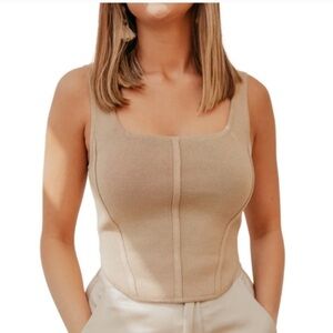 SOLD House of Harlow knit beige corset top
